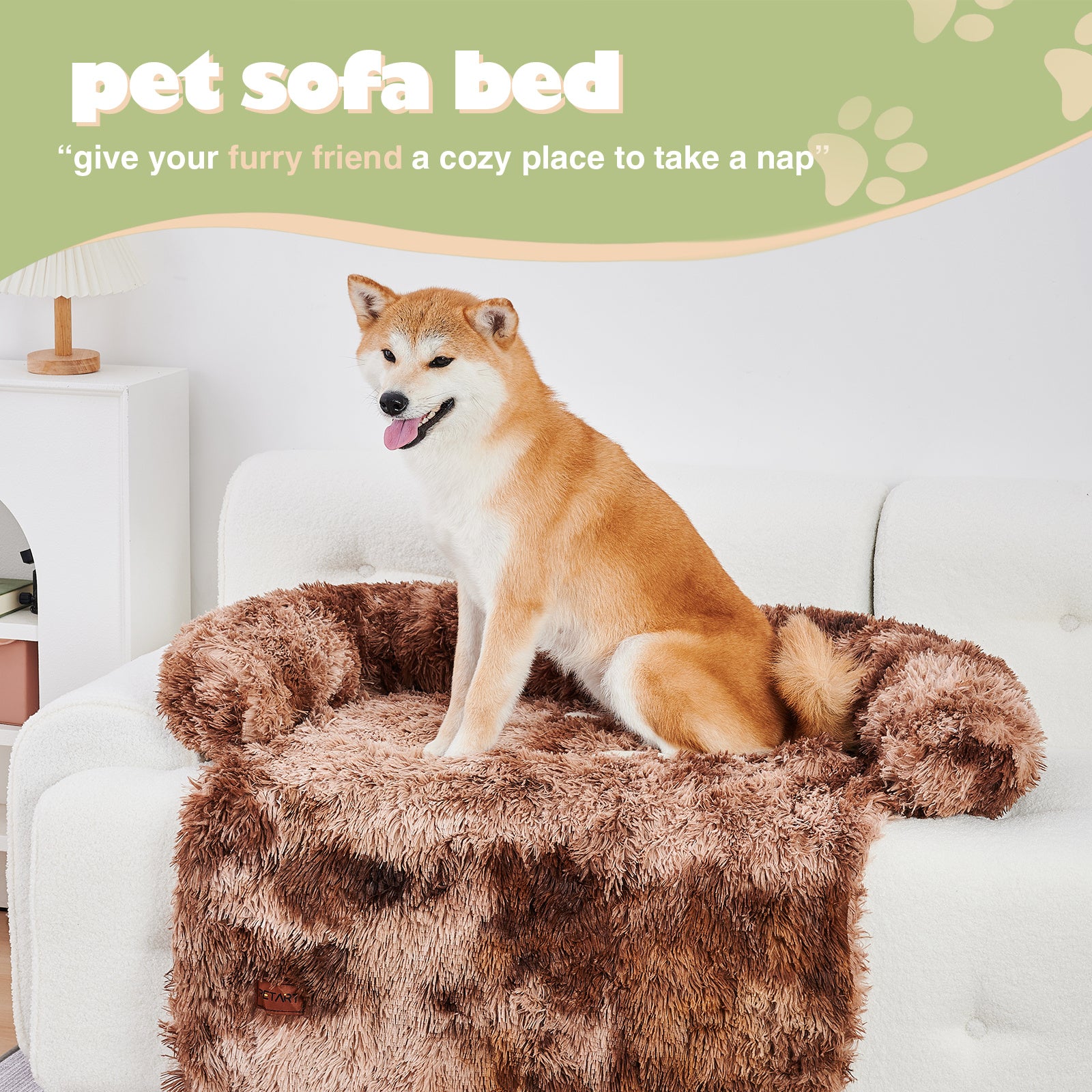 Calming Dog Sofa Bed Mat - Fluffy Plush, Furniture Protector With Removable Washable Cover For Medium Dogs, Ideal For Indoor, Outdoor, And Car Use