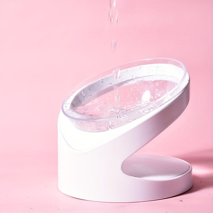 Elevated Cat Food Bowl Ergonomic Clear Anti Vomit Tilt Pet Feeder Cat Neck Protection Bowl Durable Plastic, Suitable For Dry And Wet Cat Food