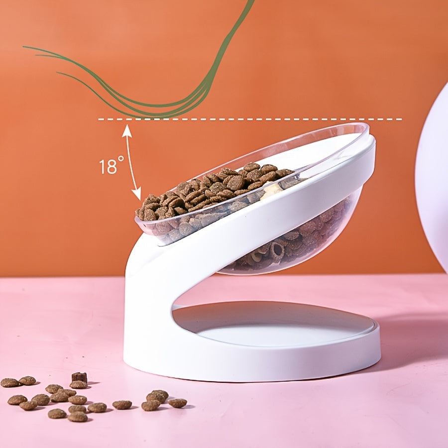 Elevated Cat Food Bowl Ergonomic Clear Anti Vomit Tilt Pet Feeder Cat Neck Protection Bowl Durable Plastic, Suitable For Dry And Wet Cat Food