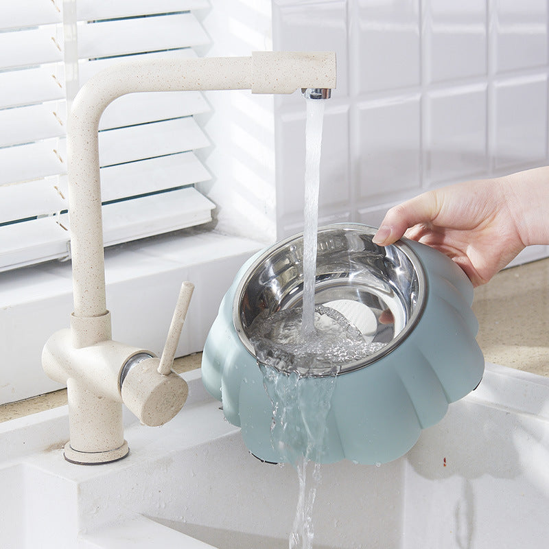 Pumpkin pet stainless steel plastic bowl