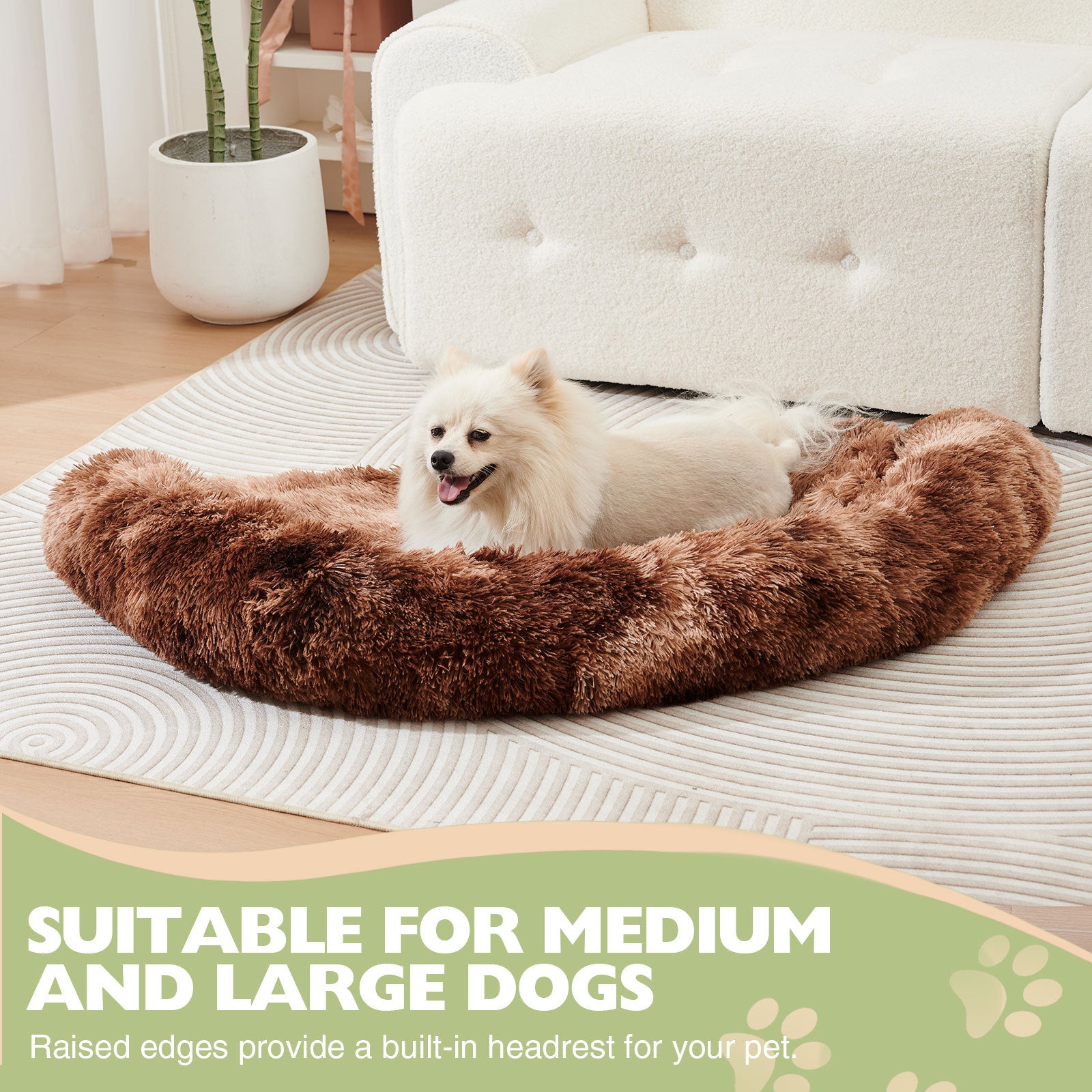 Calming Dog Sofa Bed Mat - Fluffy Plush, Furniture Protector With Removable Washable Cover For Medium Dogs, Ideal For Indoor, Outdoor, And Car Use