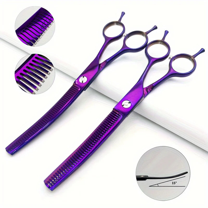 7-Inch Curved Chunkers Shears – Stainless Steel Dog Grooming Thinning Scissors | Lightweight Pet Grooming Tool