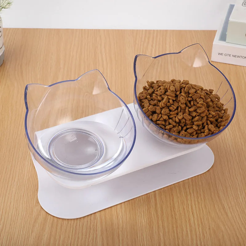 Non-Slip Double Cat Bowl with Stand – Pet Feeding Bowl for Cats and Dogs, Food and Water Feeder