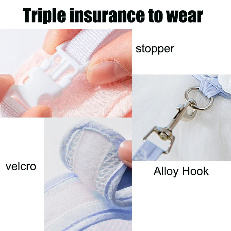 Kawaii Pet Angel Wing Vest Harness with Leash – Personalized Cat and Dog Harness with Necklace Accessories for All Seasons