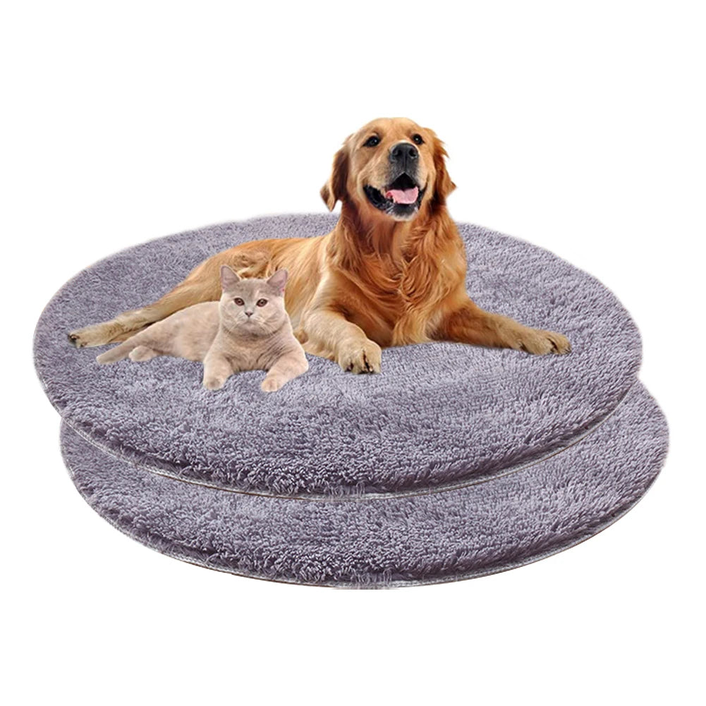 Round Fluffy Plush Dog Bed – Soft Warm Cushion and Sleeping Mat for Small, Medium, and Large Dogs & Cats