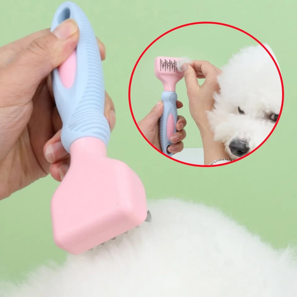 Stainless Steel Dog Comb – Knot Knife and Massage Brush for Cats and Dogs | Pet Grooming Cleaning Tool