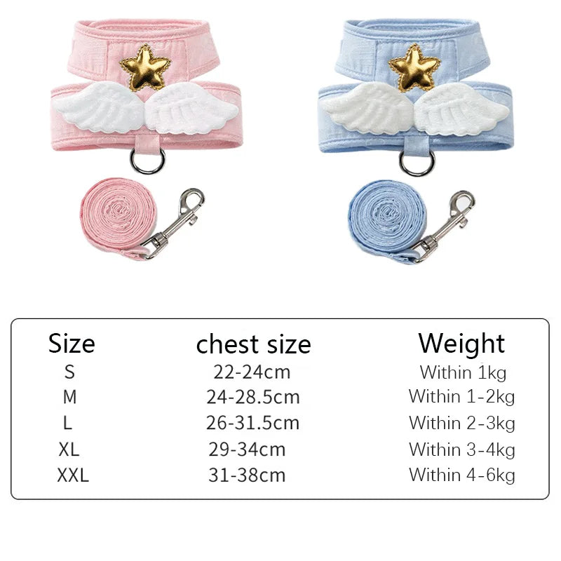 Kawaii Pet Angel Wing Vest Harness with Leash – Personalized Cat and Dog Harness with Necklace Accessories for All Seasons