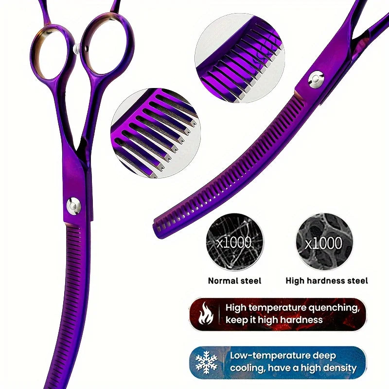 7-Inch Curved Chunkers Shears – Stainless Steel Dog Grooming Thinning Scissors | Lightweight Pet Grooming Tool