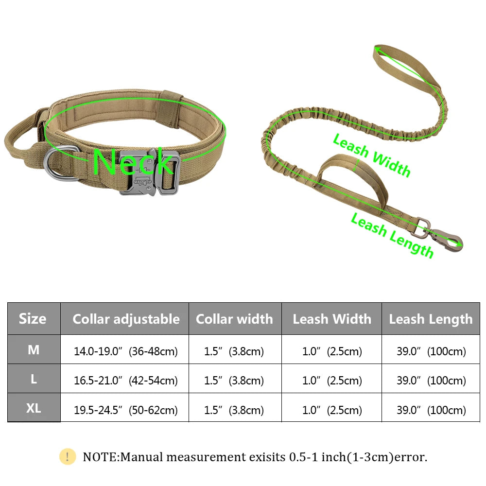 Nylon Tactical Dog Harness Set – No-Pull Military Vest with Collar, Leash, and Molle Pouches for Medium & Large Dogs Training