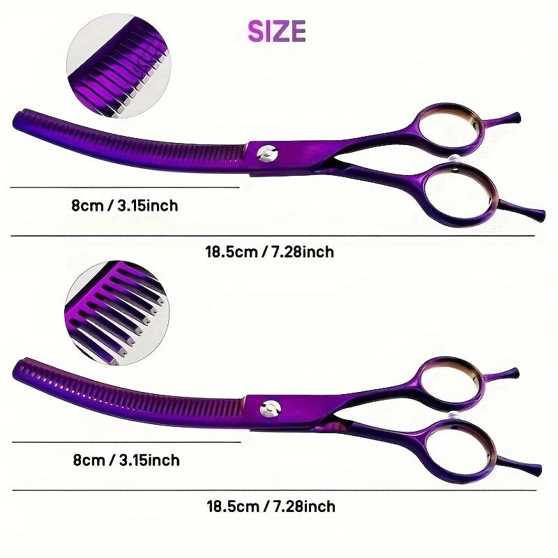 7-Inch Curved Chunkers Shears – Stainless Steel Dog Grooming Thinning Scissors | Lightweight Pet Grooming Tool