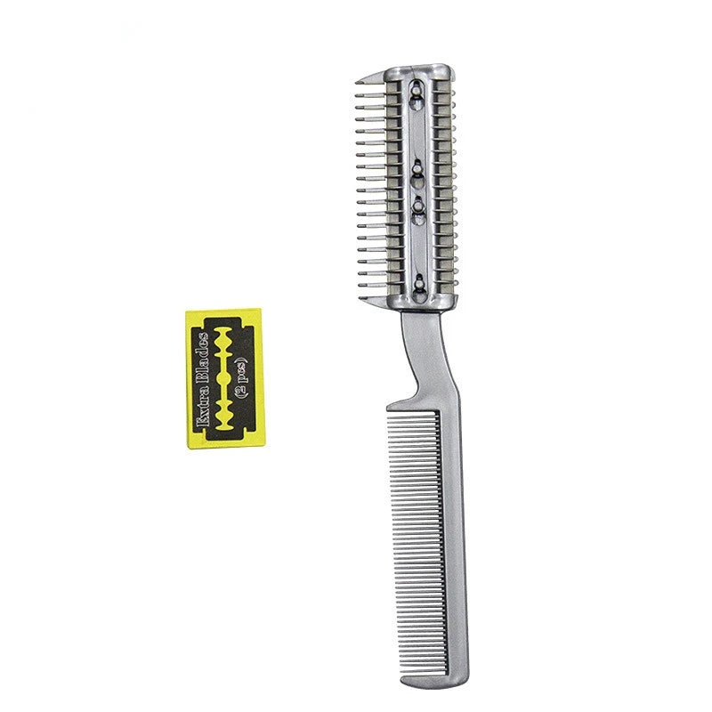 2-in-1 Professional Pet Grooming Razor Comb – Plastic Trimmer for Dogs and Cats with 2 Metal Blades | Safe Grooming Tool