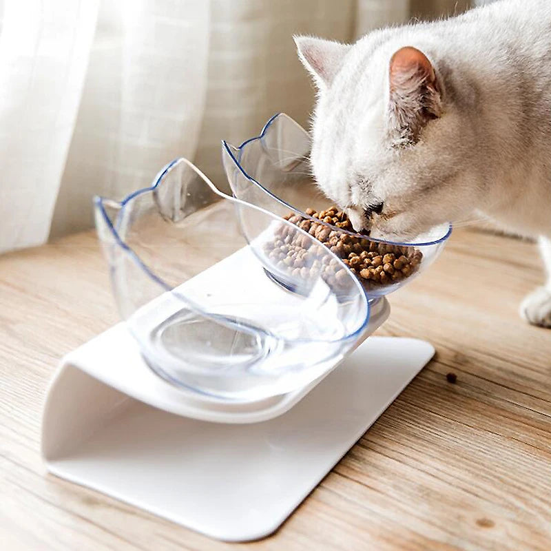 Non-Slip Double Cat Bowl with Stand – Pet Feeding Bowl for Cats and Dogs, Food and Water Feeder