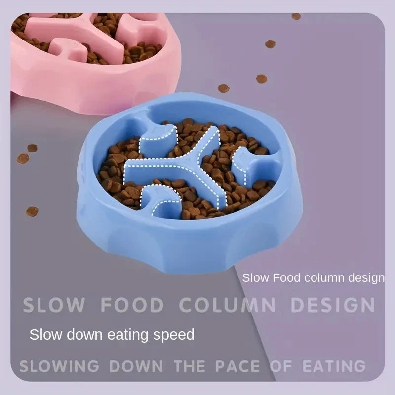 Colorful Slow Feeder Cat Bowl – Anti-Choking Plastic Dog Puzzle Bowl with Water Basin for Anxiety Relief