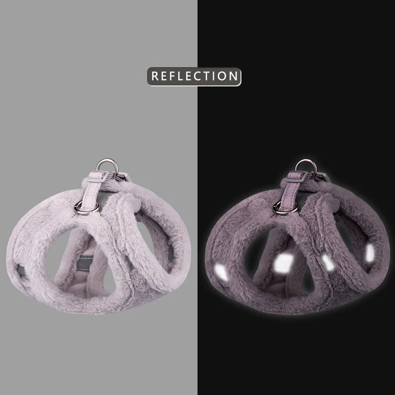 Luxury Winter Cat & Puppy Harness Set – Warm Reflective Vest with Leash for Cats, Kittens, and Small Dogs