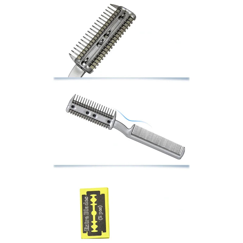 2-in-1 Professional Pet Grooming Razor Comb – Plastic Trimmer for Dogs and Cats with 2 Metal Blades | Safe Grooming Tool