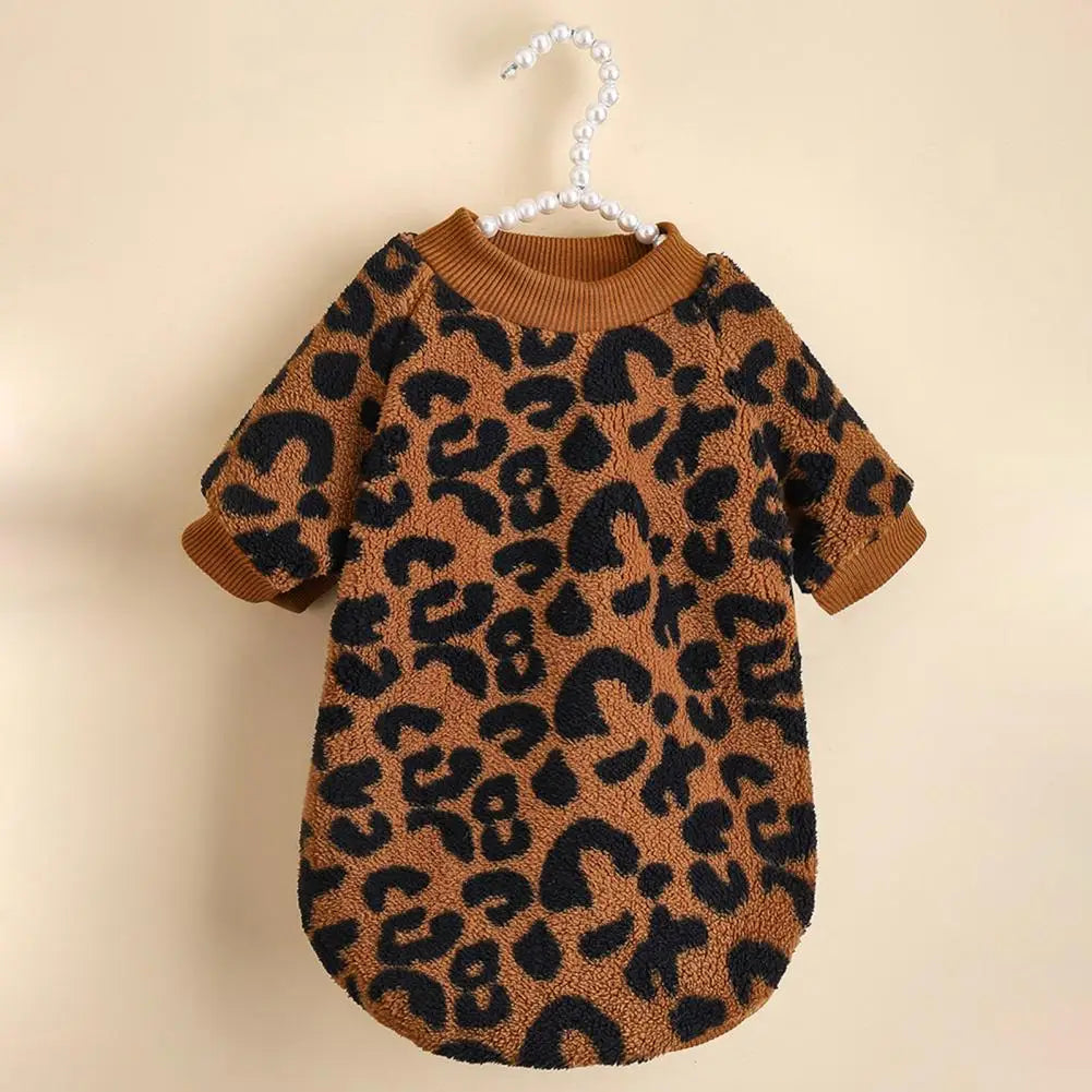 Winter Warm Leopard Print Dog Sweater – Pullover Pet Apparel for French Bulldogs and Small Dogs