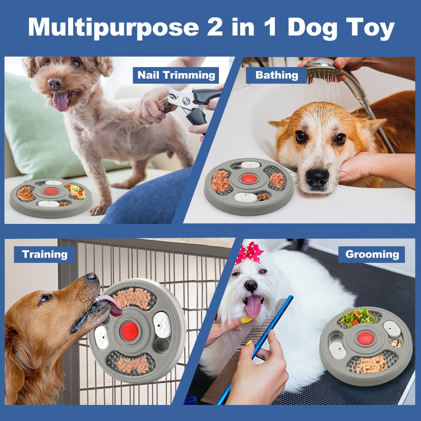 Dog Slow Feeder Device Pet Anti Suffocation Bowl 2 In 1 Treat Puzzle & Lick Mat Anti Slip And Large Capacity Feeder Pet Supplies