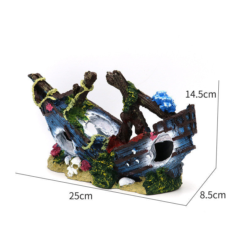 Fish Tank Landscaping Resin Boat Aquarium Decoration