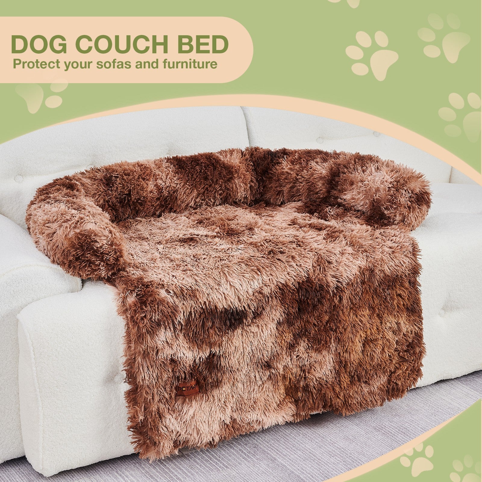 Calming Dog Sofa Bed Mat - Fluffy Plush, Furniture Protector With Removable Washable Cover For Medium Dogs, Ideal For Indoor, Outdoor, And Car Use