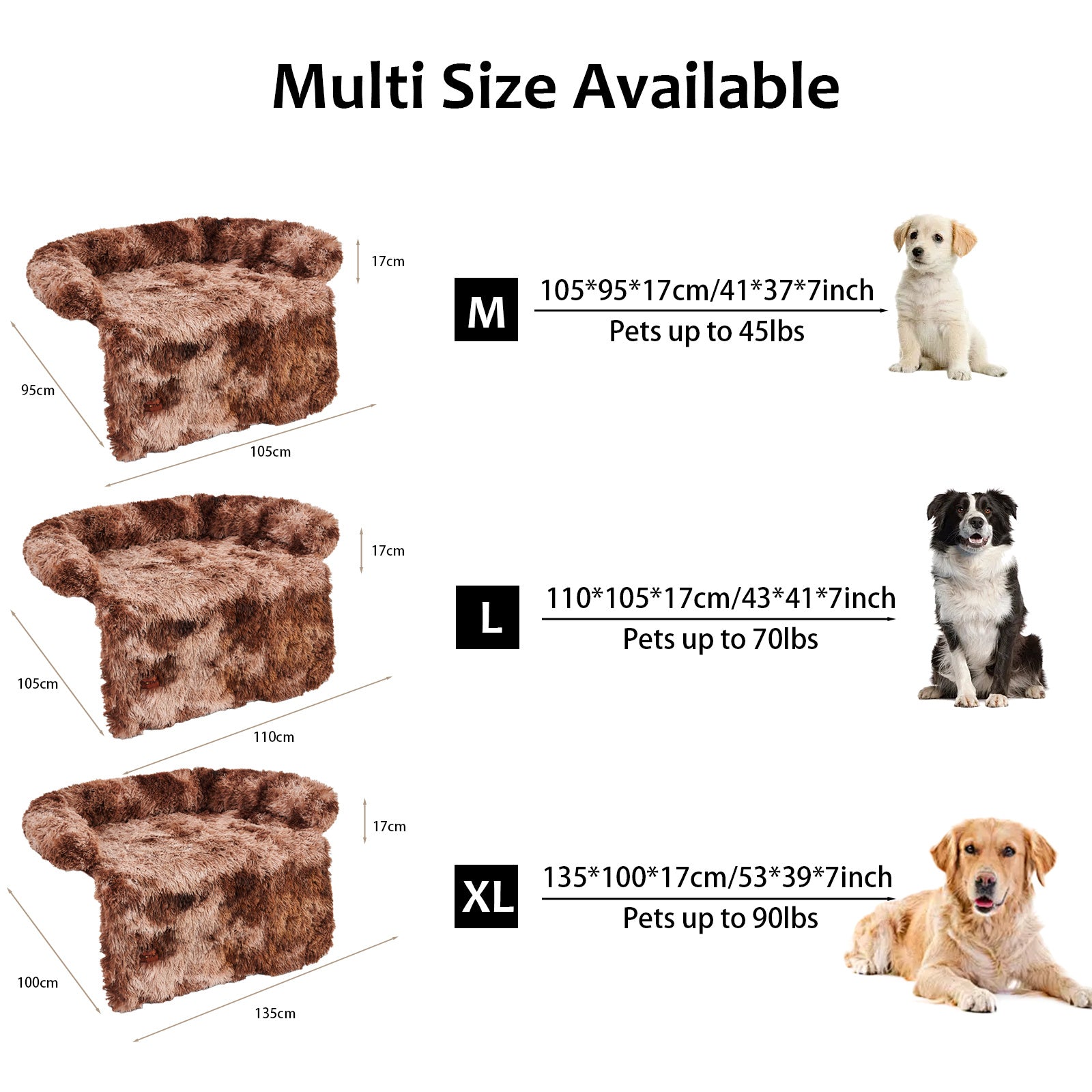 Calming Dog Sofa Bed Mat - Fluffy Plush, Furniture Protector With Removable Washable Cover For Medium Dogs, Ideal For Indoor, Outdoor, And Car Use