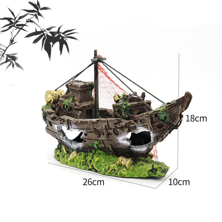 Fish Tank Landscaping Resin Boat Aquarium Decoration