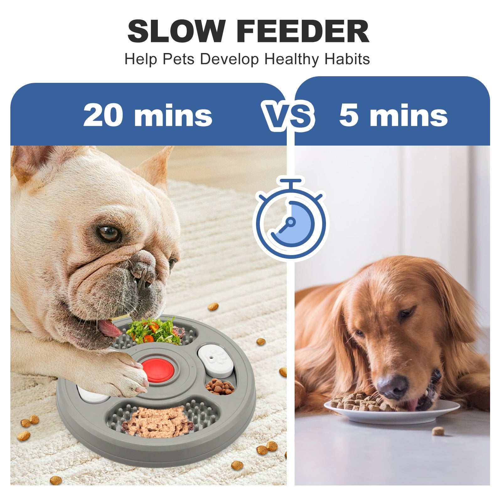 Dog Slow Feeder Device Pet Anti Suffocation Bowl 2 In 1 Treat Puzzle & Lick Mat Anti Slip And Large Capacity Feeder Pet Supplies