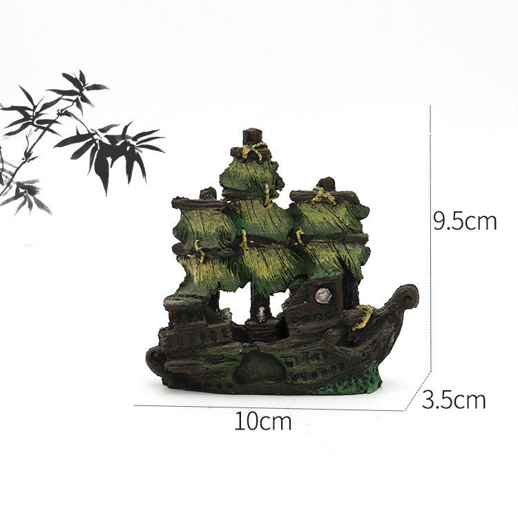 Fish Tank Landscaping Resin Boat Aquarium Decoration