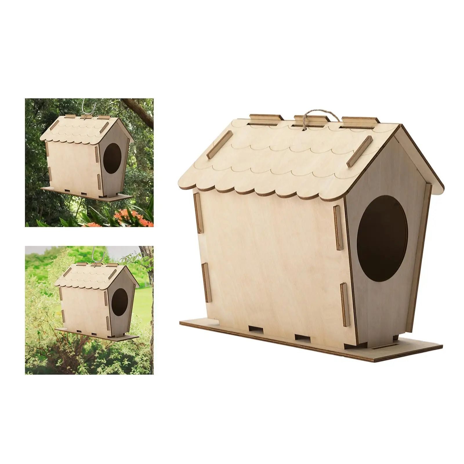 DIY Bird House Yard Gift Shelter Outdoor Unfinished Bird Nest Wooden Nesting Box
