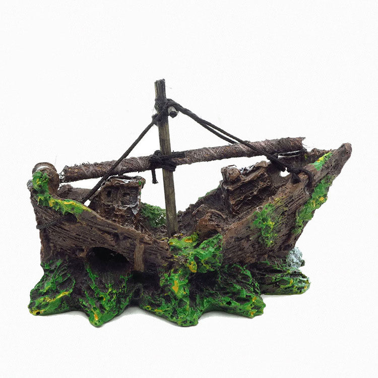 Fish Tank Landscaping Resin Boat Aquarium Decoration