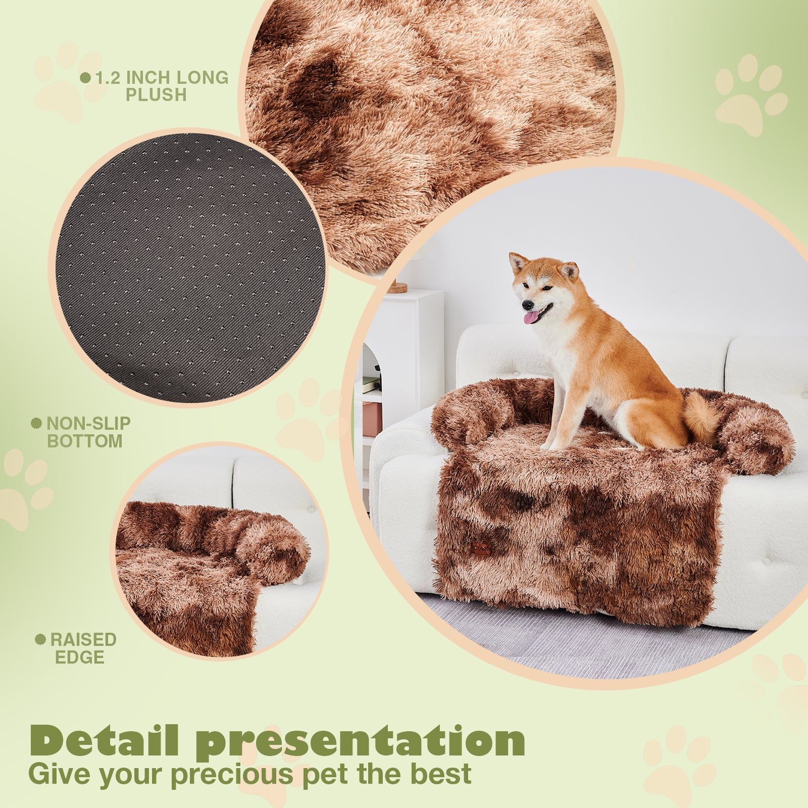 Calming Dog Sofa Bed Mat - Fluffy Plush, Furniture Protector With Removable Washable Cover For Medium Dogs, Ideal For Indoor, Outdoor, And Car Use